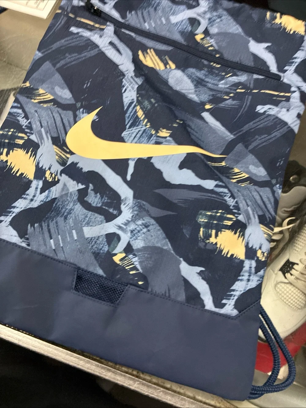 Nike Gymsack Brasilia Training Blue Camo Sling bag Zipper 20” x 13”